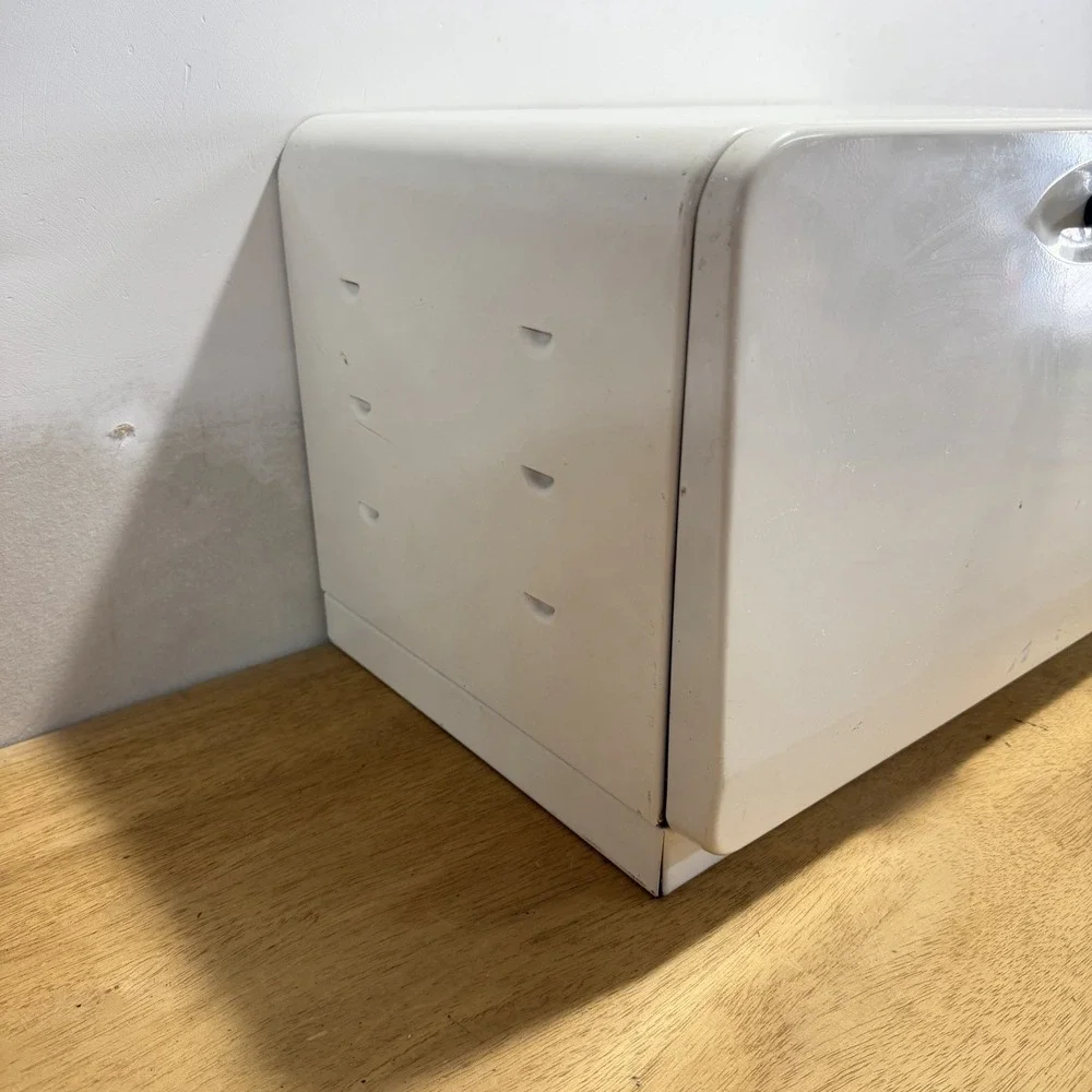 Vintage EKCO Mid Century Merry Mushroom Metal Kitchen Bread Box MCM 70s Cream